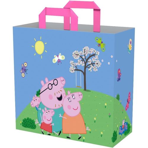 KAL-Peppa Pig Sac Cabas - Taille M 40 X 45 X 20 Cm - Matière Recyclée - Motif Trio - Bleu Et Vert