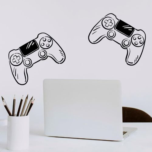 Kal-Joystick Playstation Gamepad Vinyle Adhésif Décoratif Gamer Zone Jeux Adolescent Chambre Contrôleur Jeux Vidéo Autocollants 30 X 20 Cm Joystick Playstation Gamepad