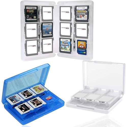 Kal-Pcs Boîte De Rangement Jeux Nintendo 28 En 1 Etui De Protection En Plastique Boîte De Rangement De Cartes De Jeu Pour New Nds,Ndsi,Ndsill,2ds,3ds,3dsll/Xl (Bleu + Blanc)