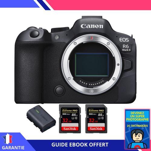 Canon EOS R6 Mark II + 2 SanDisk 32GB Extreme PRO UHS-II 300 MB/s + 1 Canon LP-E6NH + Ebook ""Devenez Un Super Photographe"" - Appareil hybride Canon