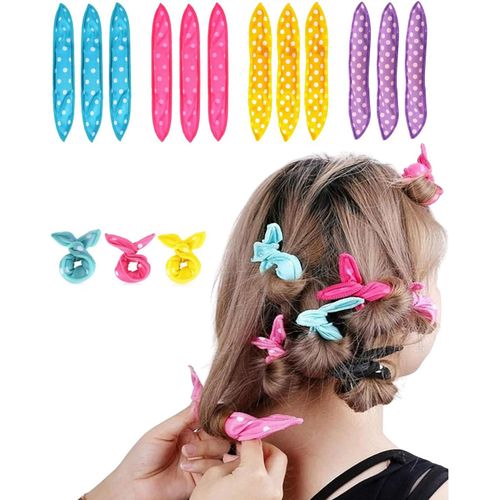 KAL-Bigoudis Cheveux,12 Pcs Bigoudis En Mousse Sans Chaleur Pour Cheveux Longs Et Moyens, Rouleaux En Éponge Douce Pour Dormir Pour Enfants Et Femmes, Outils De Coiffure Pour Enfants