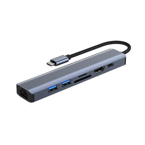 7in1 Type C Hub Usb 3.0 Multiport Splitter Adapter Avec Pd Ports Card Reader Pour Compute Pc Accessories