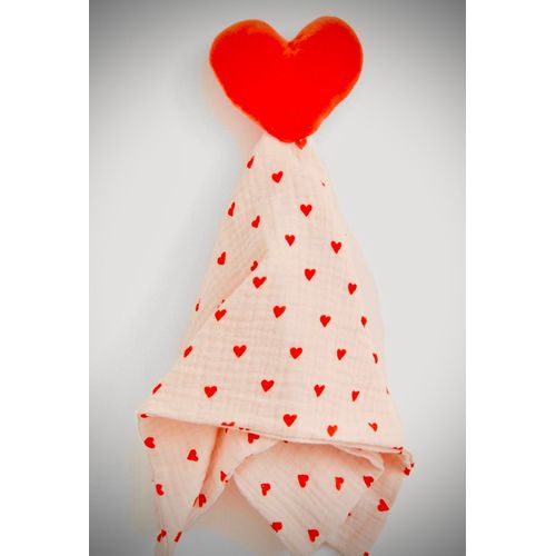 Doudou C?Ur H&m Lange Mousseline De Coton Petits C?Urs Rouges Jouet Naissance Bébé 