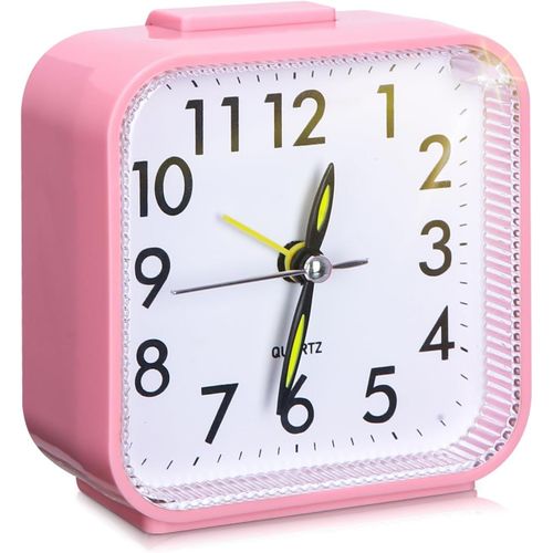 KAL-Réveil À Quartz,Analogique Silencieux Réveil Sans Tic Tac Fonction Snooze Et Fonction Veilleuse Meilleur Réveil De Voyage Réveil Portable Taille Reveil Horloge Réveil Analogique (Pink)