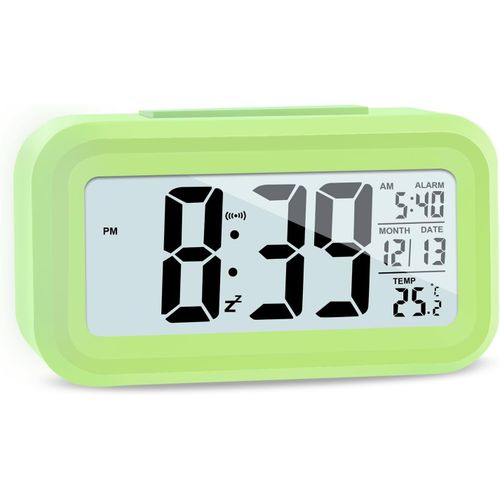 KAL-Lcd Horloge Digitale Réveil, Réveil De Voyage Avec Température Date Snooze, Horloge Numérique Sans Tic-Tac Pour Chambre Bureau De La Famille