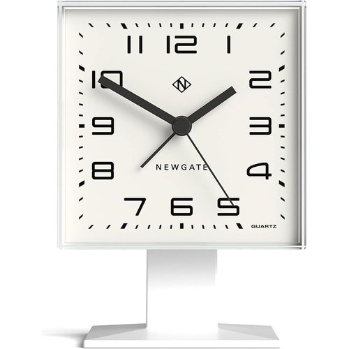 Kal-® Victor Réveil | Design Cube Carré | Blanc | Idéal Pour Chevet, Bureau Ou Étagère | Accessoire Rétro Pour Chambre À Coucher Et Bureau