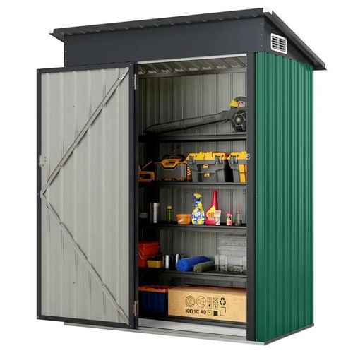 Costway Abri De Jardin 1,05 ¿En Métal Galvanisé Toit En Pente Avec Loquet, 4 Gants, 2 Trous D¿Aérations Vert
