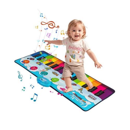 Costway Tapis De Piano 24 Touches Musical Pour Eveil- 8 Sons D'instruments,Musique Intégrée,Fonction D'enregistrement Et De Lecture