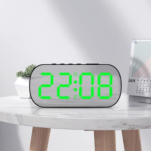 KAL-Horloge Murale Numérique, Grand Écran, Luminosité Réglable, Horloge Numérique Led, Compte À Rebours Avec Date, Semaine, Température (B-Vert)