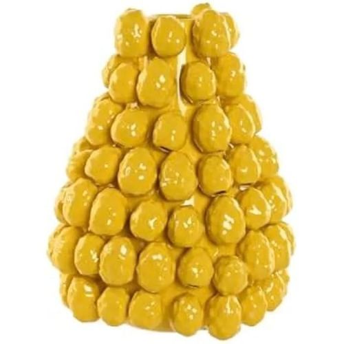 Vase décoratif - HOME ESPRIT - Jaune - 26 x 26 x 33 cm - Céramique - Style contemporain