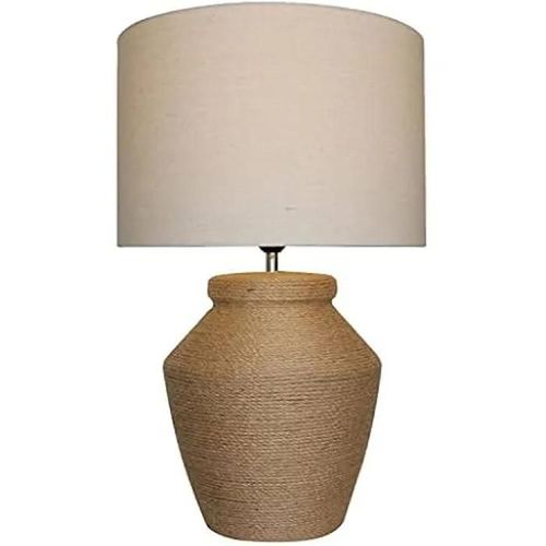 Lampe De Bureau - Dkd Home Decor - 25w - Beige Et Marron - Abat-Jour En Lin - Design Contemporain