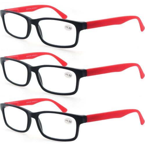 Lot De 3 Lunettes De Vue 1.75 (3 Rouge) Hommes Femmes Lunettes De Lecture Comfort Vision Nette Branches A Ressort Lunettes Loupe Rectangle