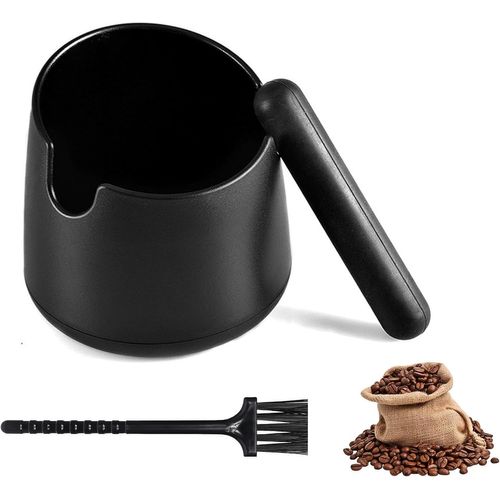 KAL-Récipient De Tapotement Pour Porte-Filtre Avec Brosse De Nettoyage -Noir Mat -Pour Marc De Café -Machine À Café -Pour Boîte À Tamis -Porte-Filtre -Accessoires