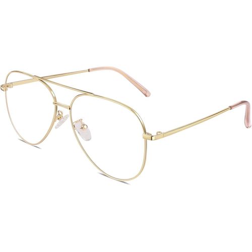 Lunettes De Vue Femme Et Homme Rétro Pilote Style Mode Métal Monture Fausse Lunettes Uv400