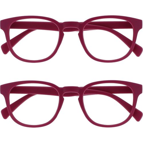 Pack 2 Rétro Rond Rose Fusia Lisse Et Mat Hommes Femmes Lunettes De Lecture Charnières Ressort Rr2-4 +1,00