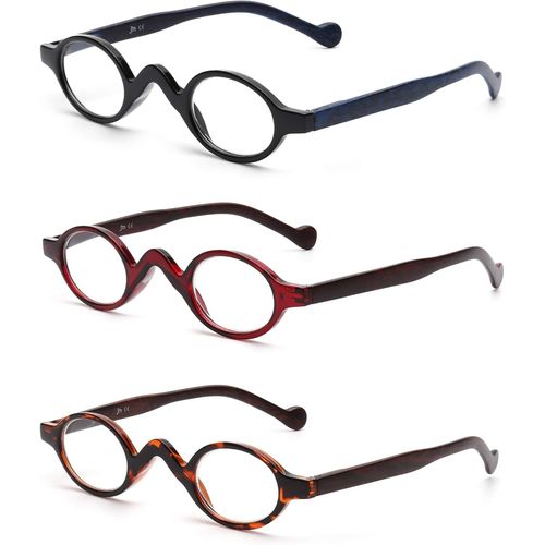 3 Paires Petits Montures De Lunettes Ovales Vintage Lunettes De Vue Charnière À Ressort Pour Lecteur Homme Femme