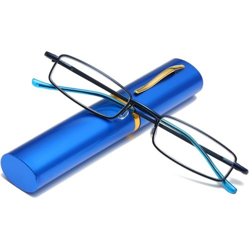 Lunettes De Lecture Portables En Forme De Stylo En Métal Pour Homme Et Femme Lunettes De Lecture Avec Charnières À Ressort Anti-Lumière Bleue Avec Étui En Métal De Poche