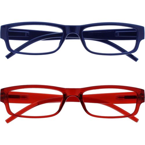 Lunettes De Lecture Bleu Foncé Rouge Léger Lecteurs Valeur Pack 2 Hommes Femmes Rr32-3z +1,00