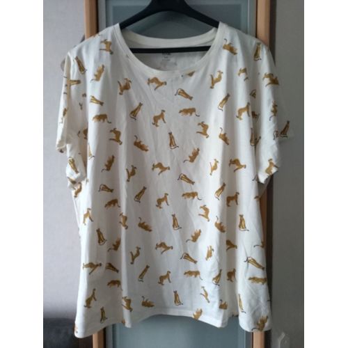 T-Shirt Neuf Taille 54-56 Blanc À Motif Kiabi