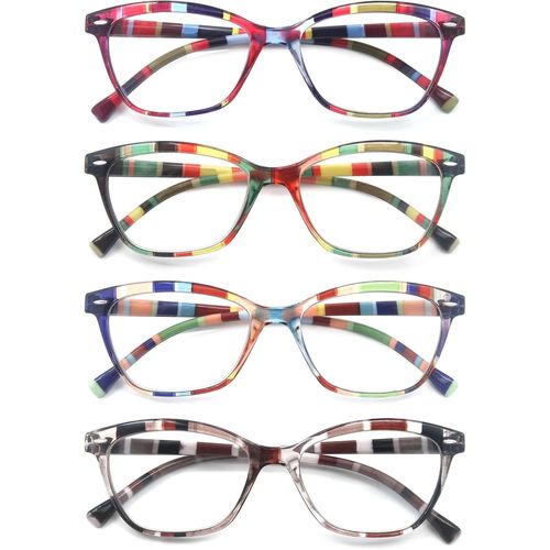 Un Paquet De 4 Lunettes De Lecture Pour Homme Et Femme,Lunettes Loupe Leger Durable,Branches A Ressort Confortable,De Couleurs Melangees