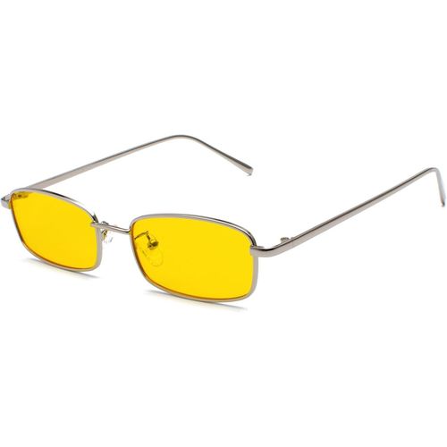 Lunettes de soleil rectangulaires rétro classiques pour homme et femme - Vintage - Minces - Cadre en métal