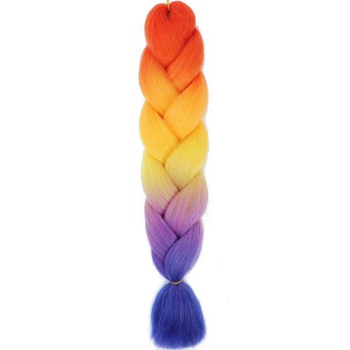 Extensions De Tresses Synthétiques Jumbo Box Braids De 61 Cm Pour Enfants, Tresses À Faire Soi-Même, Roses, Violettes Et Jaunes