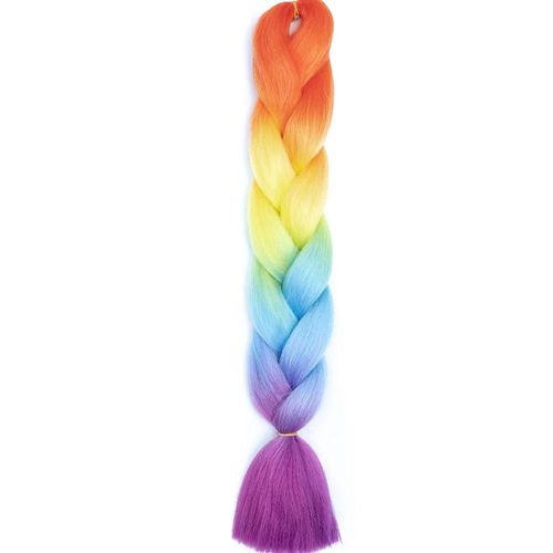 Extensions De Tresses Synthétiques Jumbo Box Braids De 61 Cm Pour Enfants, Tresses À Faire Soi-Même, Roses, Violettes Et Jaunes