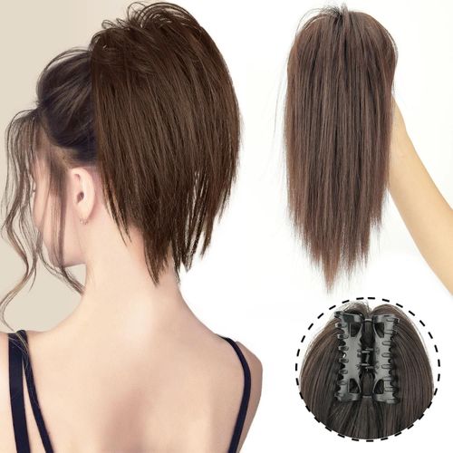 Extensions Capillaires Synthétiques Courtes À Pinces De 30 Cm, Queue De Cheval Noire Et Blonde, Chignon Décoiffé, Accessoires Pour Cheveux, Adaptées Aux Femmes