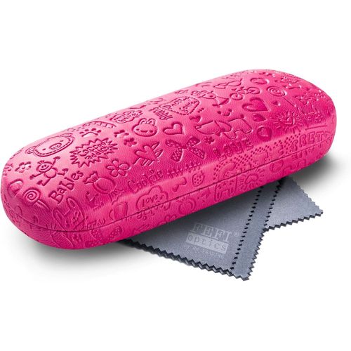 Fefi Étui À Lunettes, Pour Enfant, Coque Rigide, En Design Gaufré, Avec Chiffon De Nettoyage En Microfibre, Rose, S