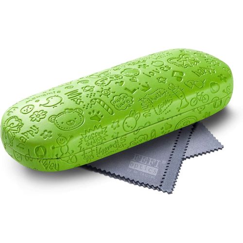 Fefi Étui À Lunettes, Pour Enfant, Coque Rigide, En Design Gaufré, Avec Chiffon De Nettoyage En Microfibre, Vert, S