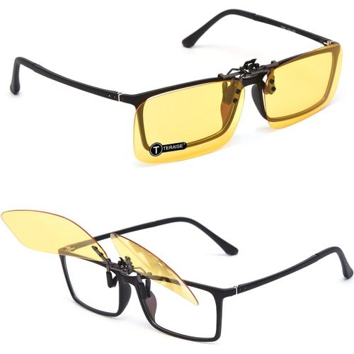 2pcs Clip Sur Flip Up Lentille Polarisée Pour Lunettes De Vue Night Vision Clip Sur Lunettes De Soleil Pour Hommes Et Femmes Avec Étui À Lunettes Anti-Glare Lunettes De Pour Plein Air Sport