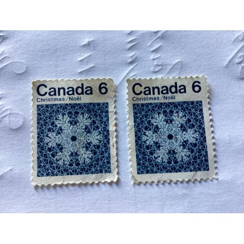 Lot De 2 Timbres, Noël, Canada 6, Année 1971