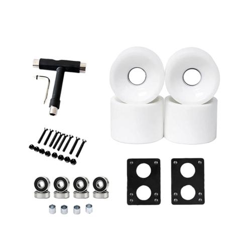 80a Roues De Skateboard De Remplacement Avec Roulements Longboard Pu Roues Cruiser Roues Street Upgrade Remplacement, Blanc