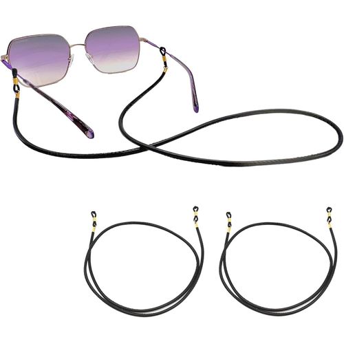 Cordon De Lunettes En Cuir De Qualité Supérieure Et Cordon De Lunettes - Lot De 2 Dans Différentes Couleurs - Aspect Cuir Lisse Unisexe Pu Pour Lunettes De Lecture, Noir