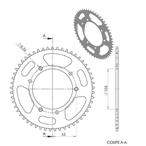 Couronne De Transmission Teknix Pour Moto Gilera 50 Rcr 53 Dents Pas 420 Neuf