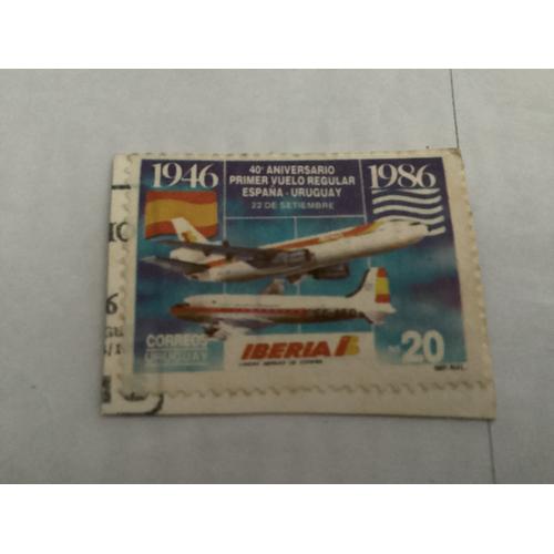 1 Timbre, Aviation, Uruguay, Année 1986