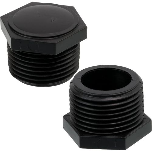 Lot de 5 Bouchons mâles 1"" à visser pour tuyau d'arrosage système goutte à goutte - pression max 10 bars - en polyéthylène - raccord circuit capuchon irrigation