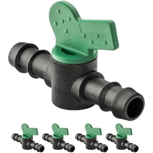 Lot de 10 Vanne cannelé 16mm pour tuyau goutte à goutte. Soupape d'arrêt pour l'irrigation goutte à goutte