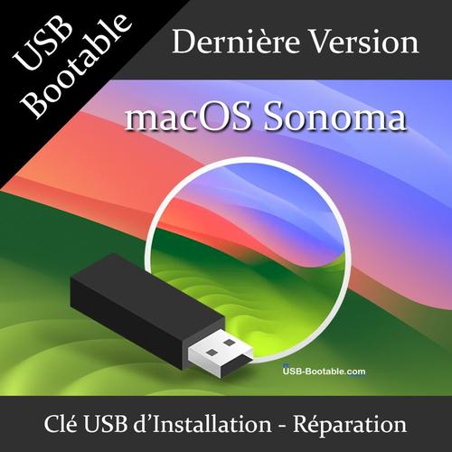 Clé USB Bootable macOS Sonoma + Guide PDF d'utilisation - Installation/Réparation/Mise à niveau - Compatible MacBook/Mac/iMac/Pro/Air/mini - Dernière version officielle - USB 2.0 / 3.0