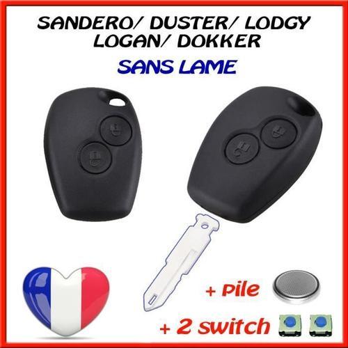 Boitier De Cle Plip Clef Clés Compatible Dacia Sandero Duster Lodgy Logan Dokker + 2 Switchs + Pile