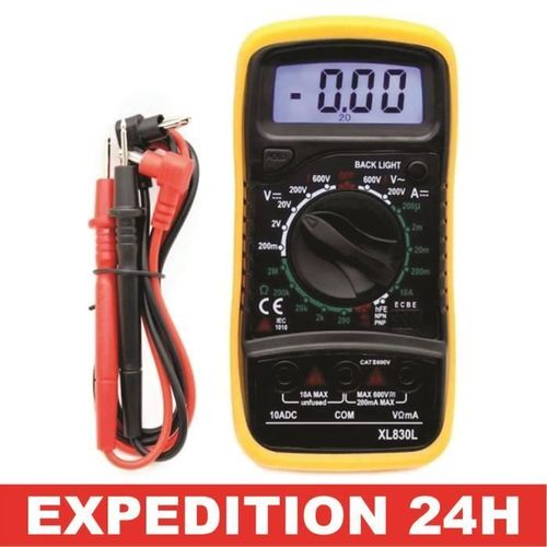 Multimètre numérique à Affichage Automatique de la polarité XL830L voltmètre ampèremètre ohmmètre testeur Jaune Test de continuité a