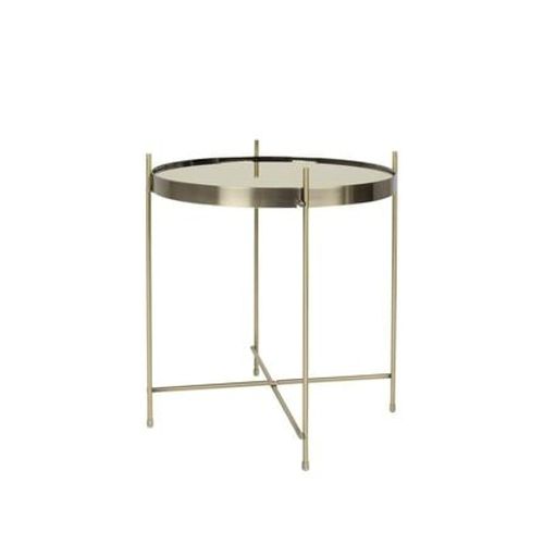Table D'appoint Ronde 43 Cm En Verre Et Métal Laiton - Cupid
