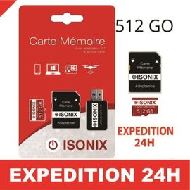 Carte Micro-SD 512 ZISONIX Go classe 10 4K SDXC smartphone