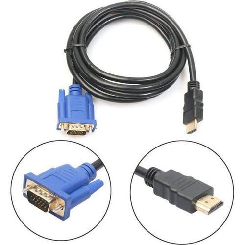 INECK® HDMI mâle vers VGA HD-15 mâle 15 broches adaptateur câble 1080P 1,8 M qualité professionnel