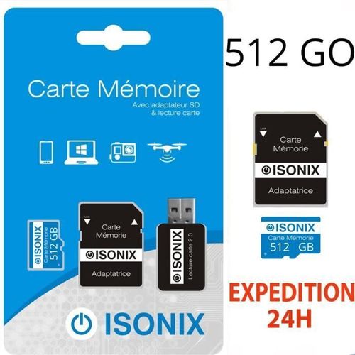 Carte Micro-Sd 512 Go Classe 10 4k Sdxc Smartphone Tablette Caméra Sport 100% Reél Class 10 + Lecture Carte