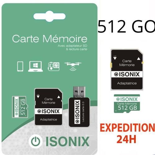Carte Micro-Sd 512 Go Classe 10 4k Sdxc Smartphone Tablette Caméra Sport 100% Reél Class 10 + Lecture Carte