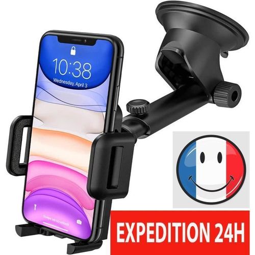 Support Téléphone Voiture Ventouse Pour Tableau De Bord Pare-Brise, Support Voiture Rotation 360° Bras Prolongé Angle Télescopique P