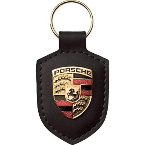 Porte clé Porsche en cuir noir