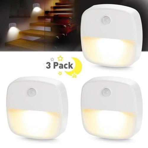 Veilleuse Murale LED Détecteur de Mouvement, Capteur de Lumière, [Pack de 3] Éclairage Intérieur pour Chambre de Bébé Salon Garage S