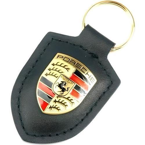 Porte clés Porsche Noir Cuir GENUINE OEM - Keychain clef cle